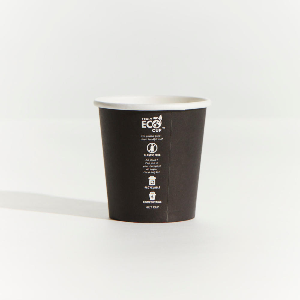 6oz Truly Eco Single Wall Paper Coffee Cup Black 50/pack
