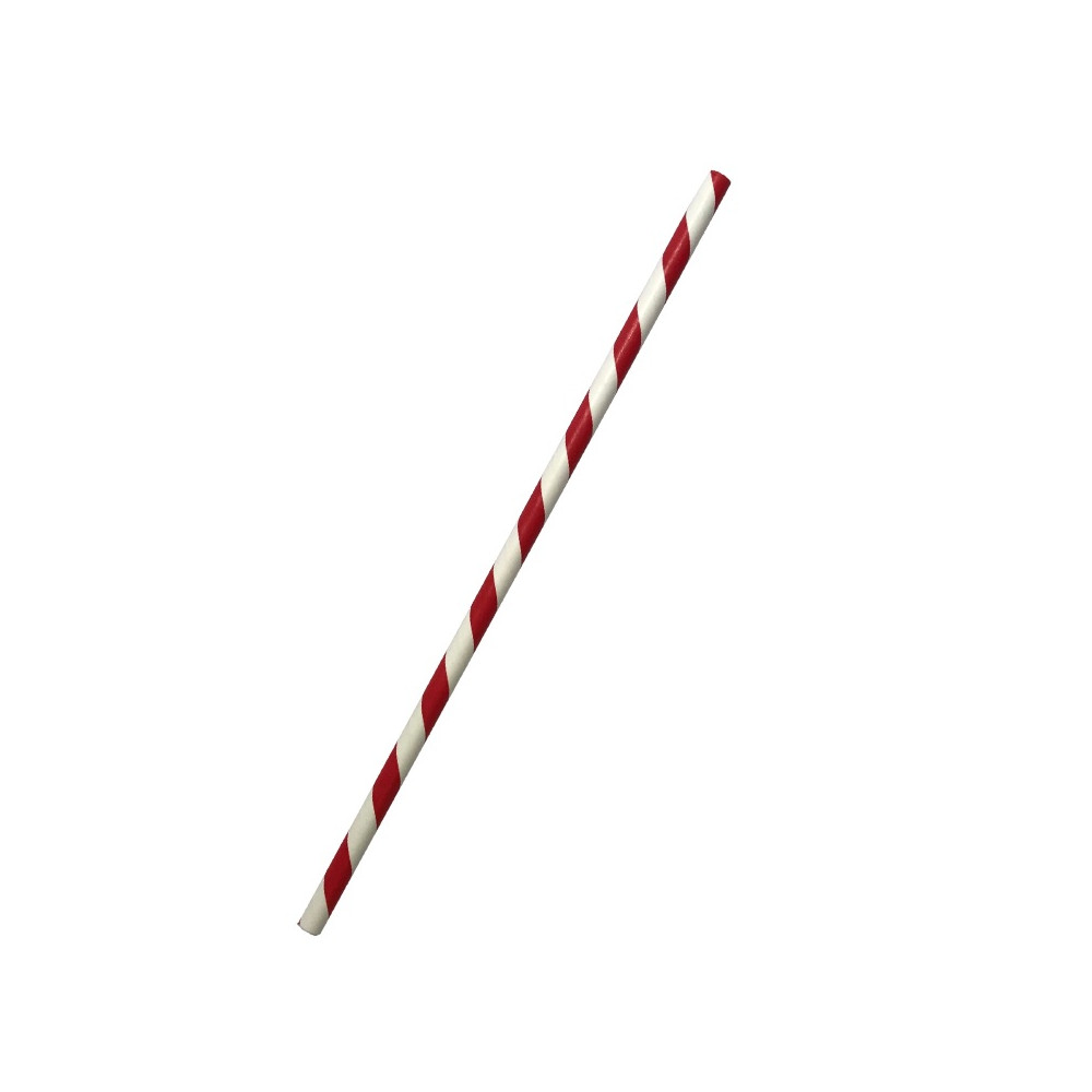 6x197mm Paper Straw Regular - Red Stripe 250/pack