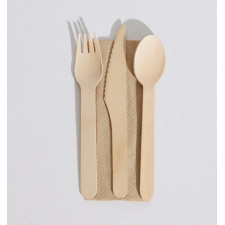 Wooden Cutlery Basic Set 2 (Knife, fork, spoon, napkin) 300/carton